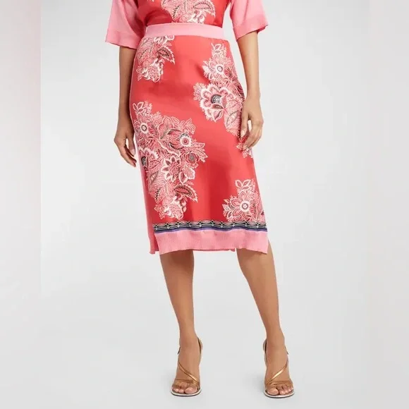 Etro Coral and Pink Floral Skirt Set